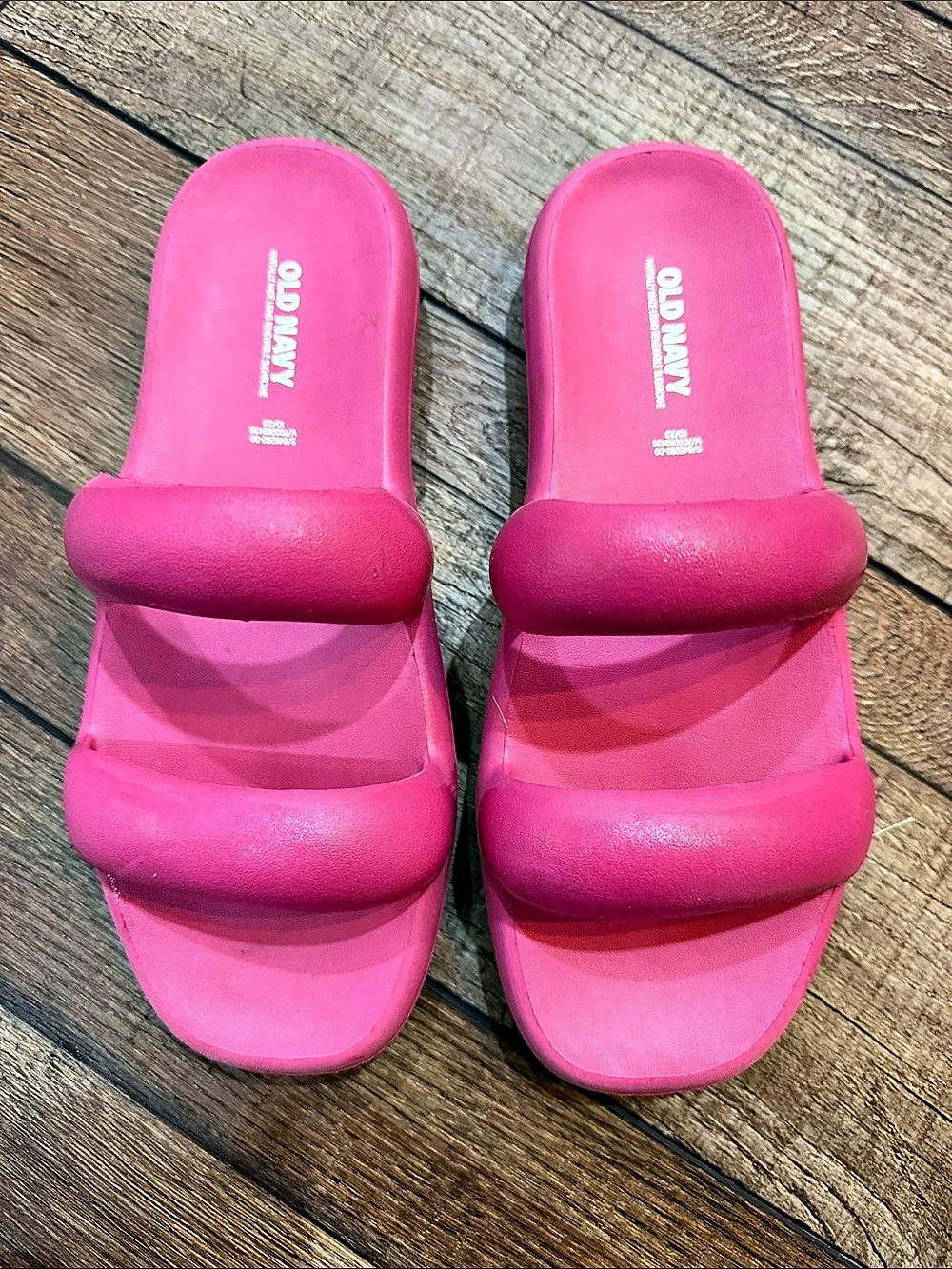 Old Navy Puffy Double-Strap Slide Sandals Pink US 8